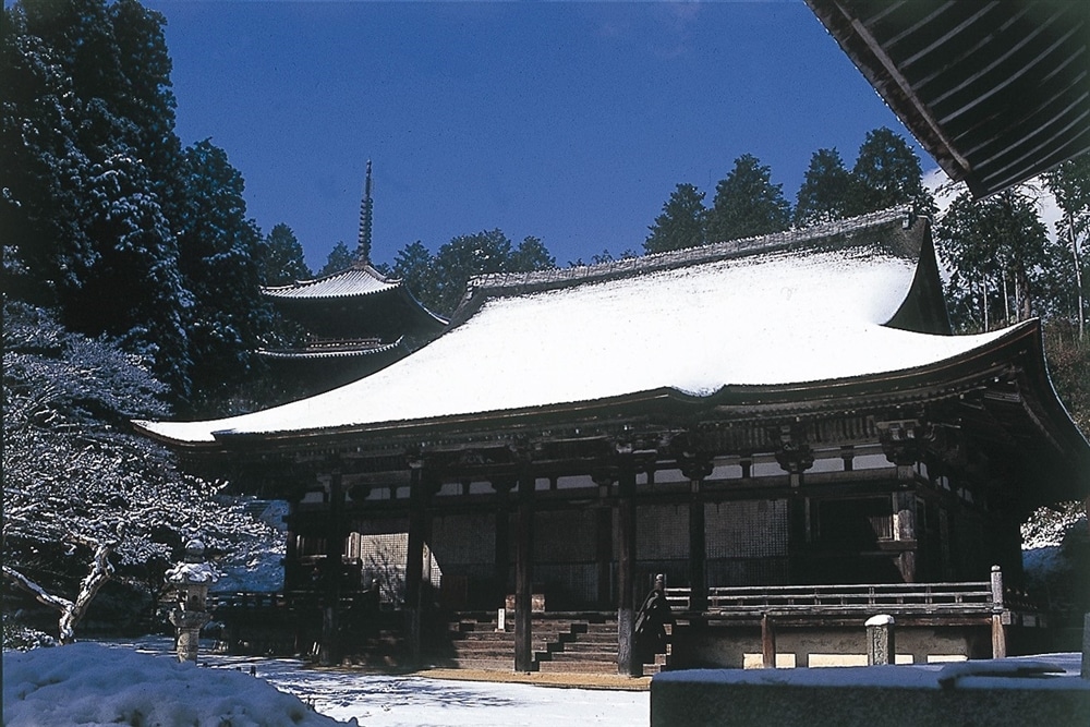 Temple with snow